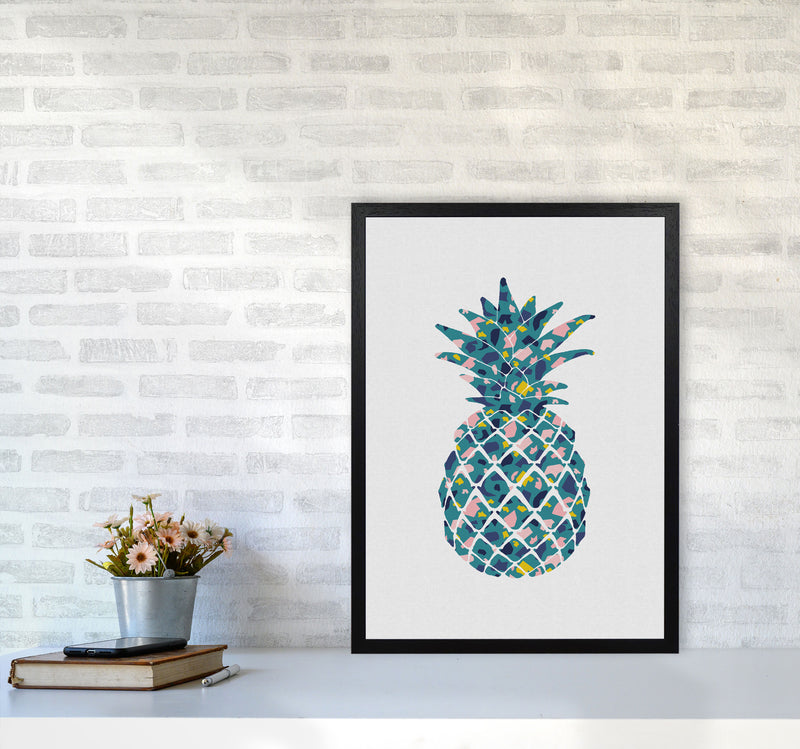 Teal Pineapple Print By Orara Studio, Framed Kitchen Wall Art A2 White Frame