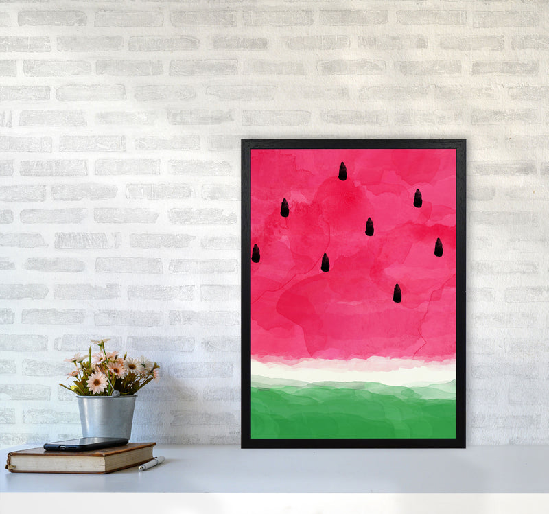 Watermelon Abstract Print By Orara Studio, Framed Kitchen Wall Art A2 White Frame