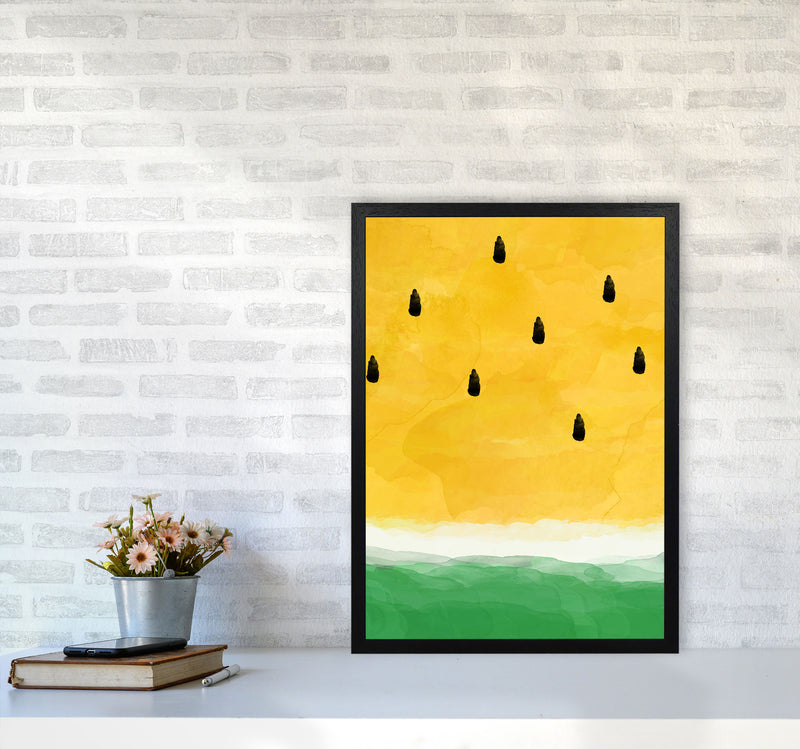 Yellow Watermelon Print By Orara Studio, Framed Kitchen Wall Art A2 White Frame