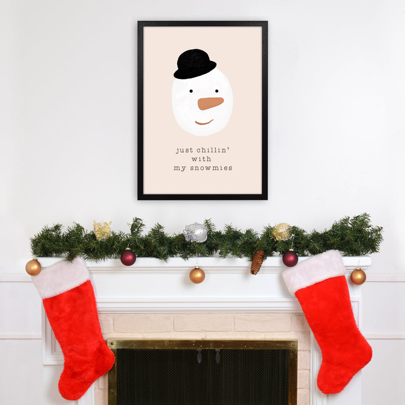Chilling With My Snowmies Christmas Art Print by Orara Studio A2 White Frame