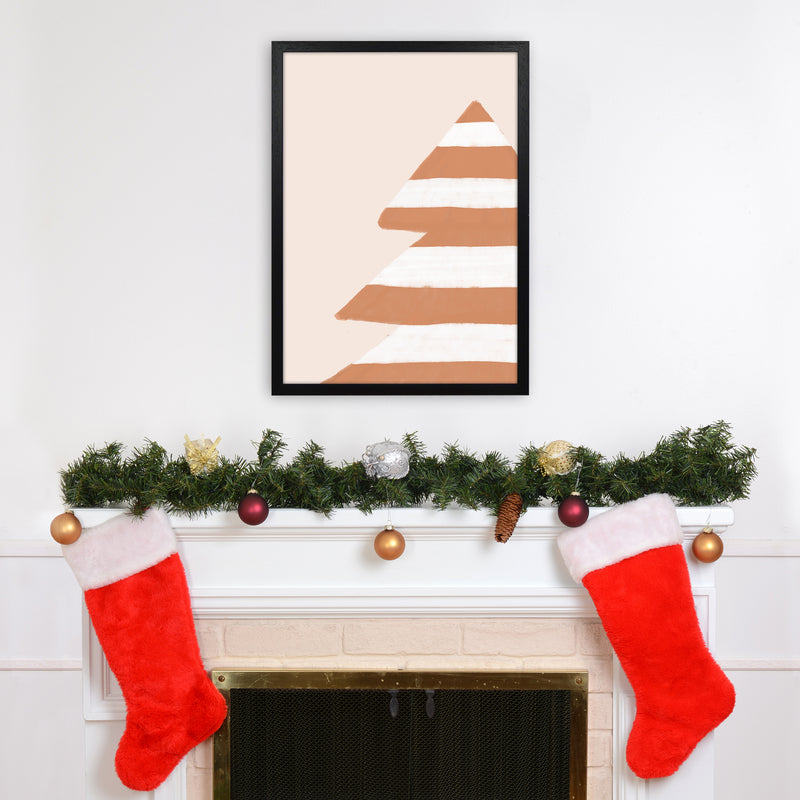 Stripey Xmas Tree Christmas Art Print by Orara Studio A2 White Frame