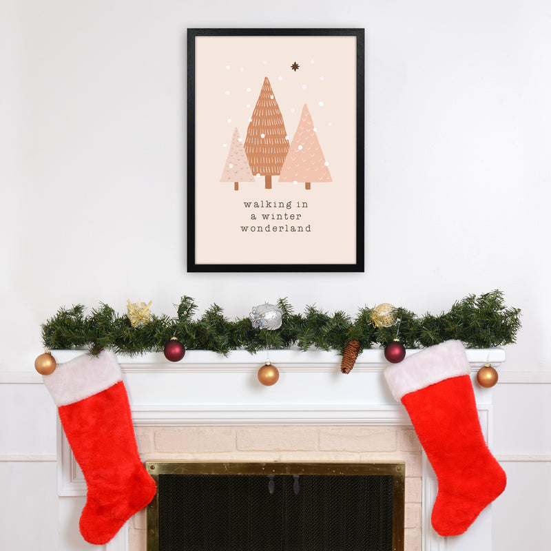 Walking In A Winter Wonderdland Christmas Art Print by Orara Studio A2 White Frame