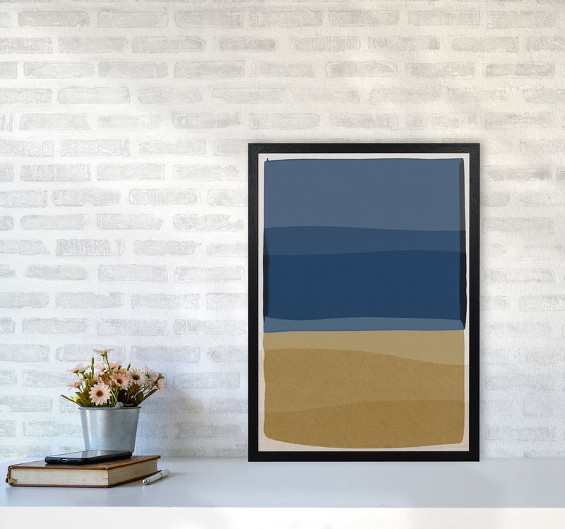 Modern Blue and Brown Abstract Art Print by Orara Studio A2 White Frame