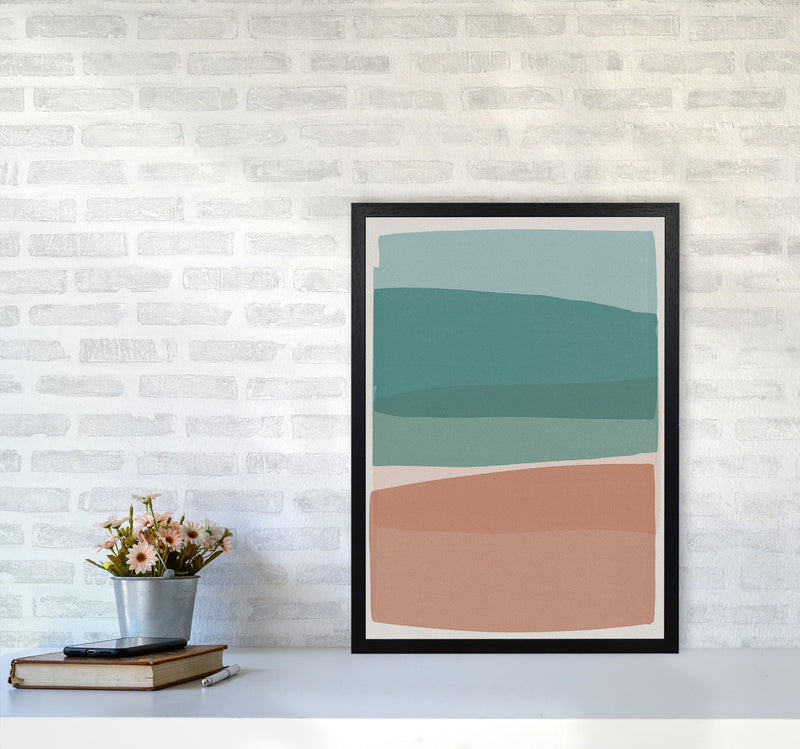 Modern Turquoise and Pink Abstract Art Print by Orara Studio A2 White Frame
