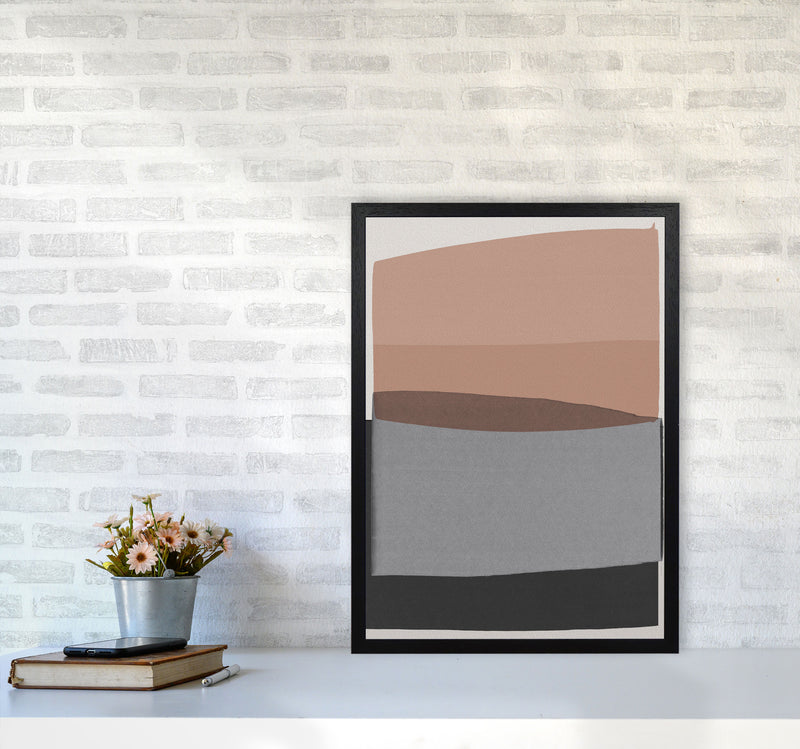 Modern Pink and Grey Abstract Art Print by Orara Studio A2 White Frame