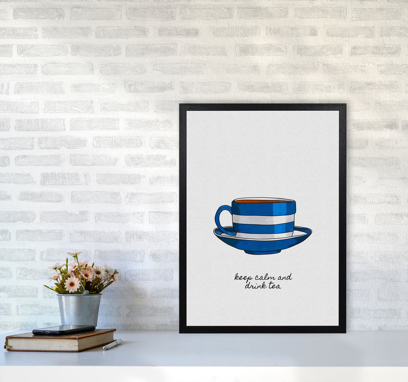 Keep Calm & Drink Tea Quote Art Print by Orara Studio A2 White Frame