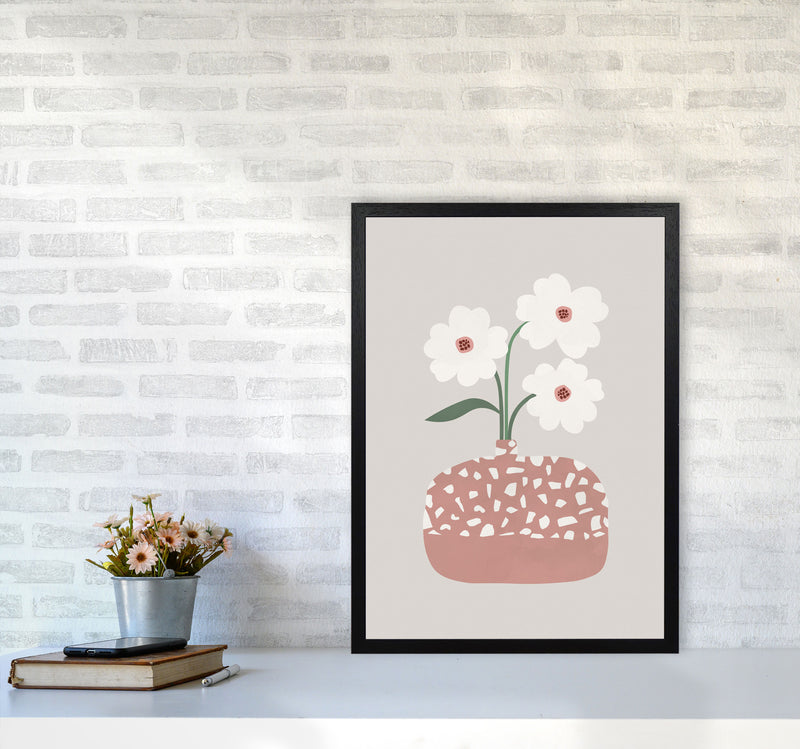 Terrazzo & Flowers Art Print by Orara Studios A2 White Frame
