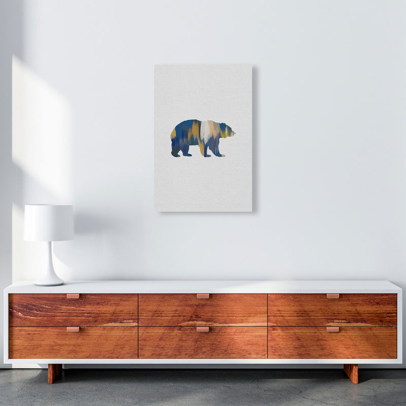 Bear Blue & Yellow Animal Art Print By Orara Studio Animal Art Print A2 Canvas