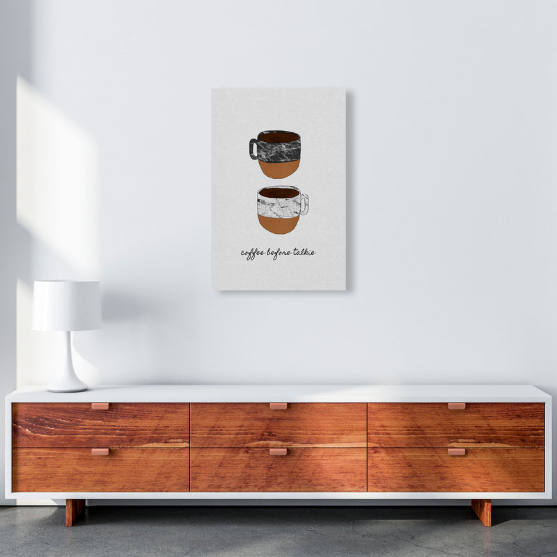 Coffee Before Talkie Print By Orara Studio, Framed Kitchen Wall Art A2 Canvas