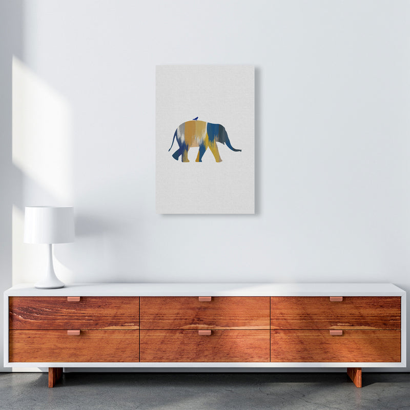 Elephant Blue & Yellow Print By Orara Studio Animal Art Print A2 Canvas