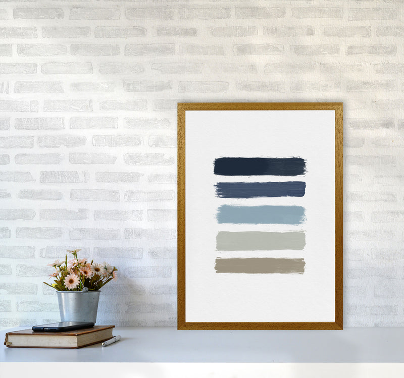 Blue & Taupe Stripes Print By Orara Studio A2 Print Only