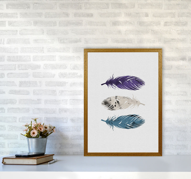 Blue, Purple & White Feathers Print By Orara Studio A2 Print Only