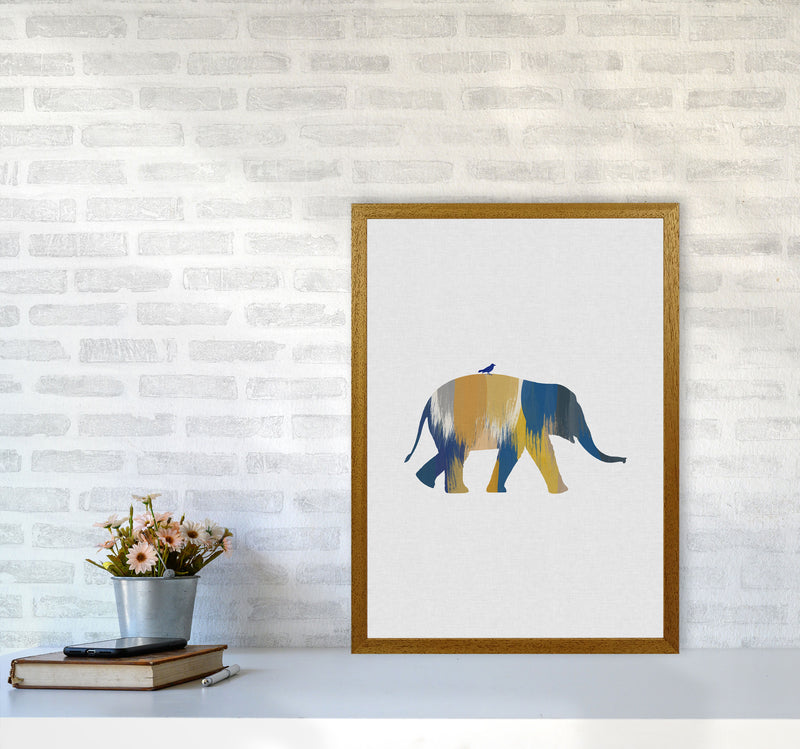 Elephant Blue & Yellow Print By Orara Studio Animal Art Print A2 Print Only