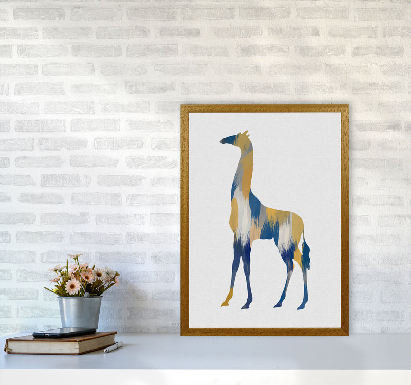 Giraffe Blue & Yellow Print By Orara Studio Animal Art Print A2 Print Only