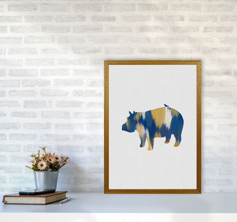 Hippo Blue & Yellow Print By Orara Studio Animal Art Print A2 Print Only