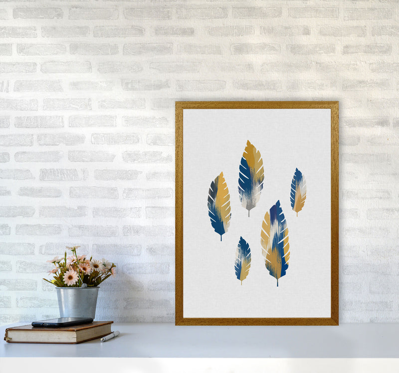 Leaves Blue & Yellow Print By Orara Studio A2 Print Only