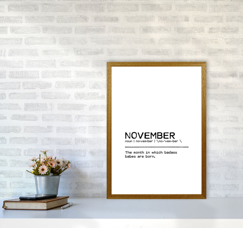 November Badass Definition Quote Print By Orara Studio A2 Print Only