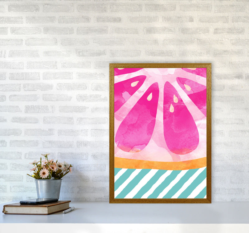 Pink Grapefruit Abstract Print By Orara Studio, Framed Kitchen Wall Art A2 Print Only