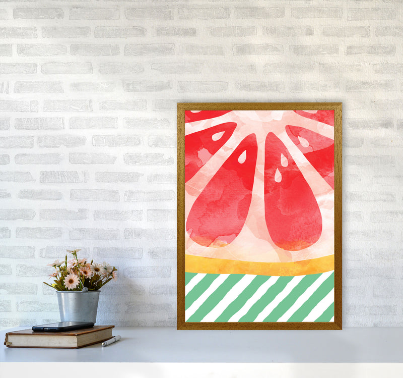 Red Grapefruit Abstract Print By Orara Studio, Framed Kitchen Wall Art A2 Print Only