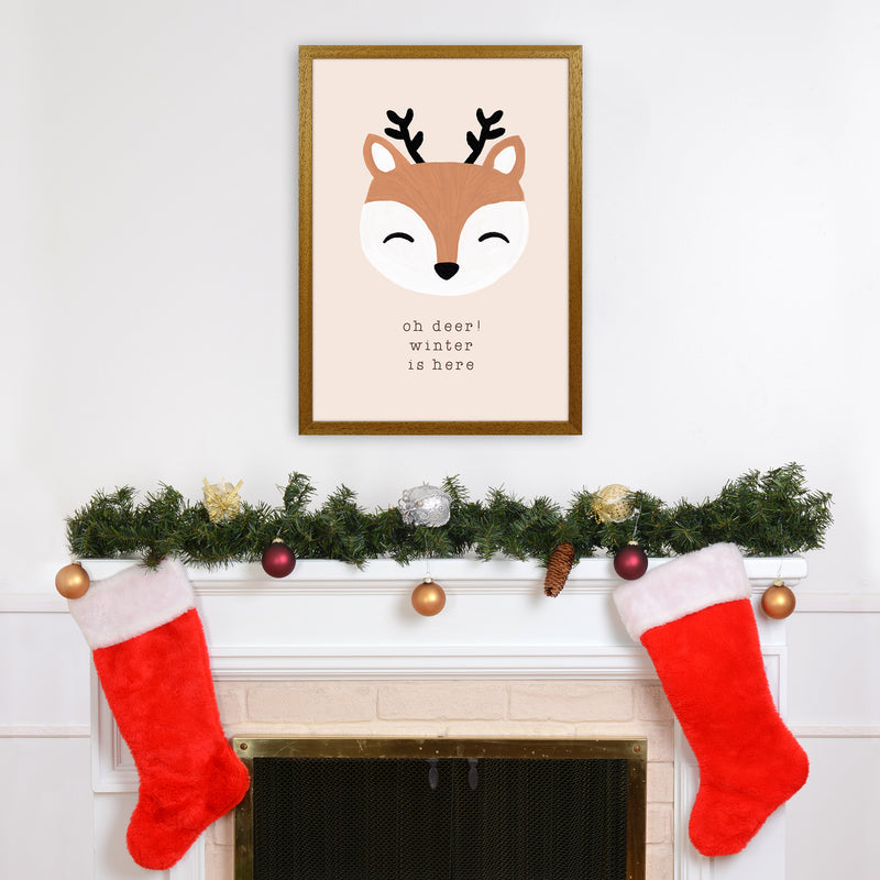 Oh Deer Winter Is Here Christmas Art Print by Orara Studio A2 Print Only