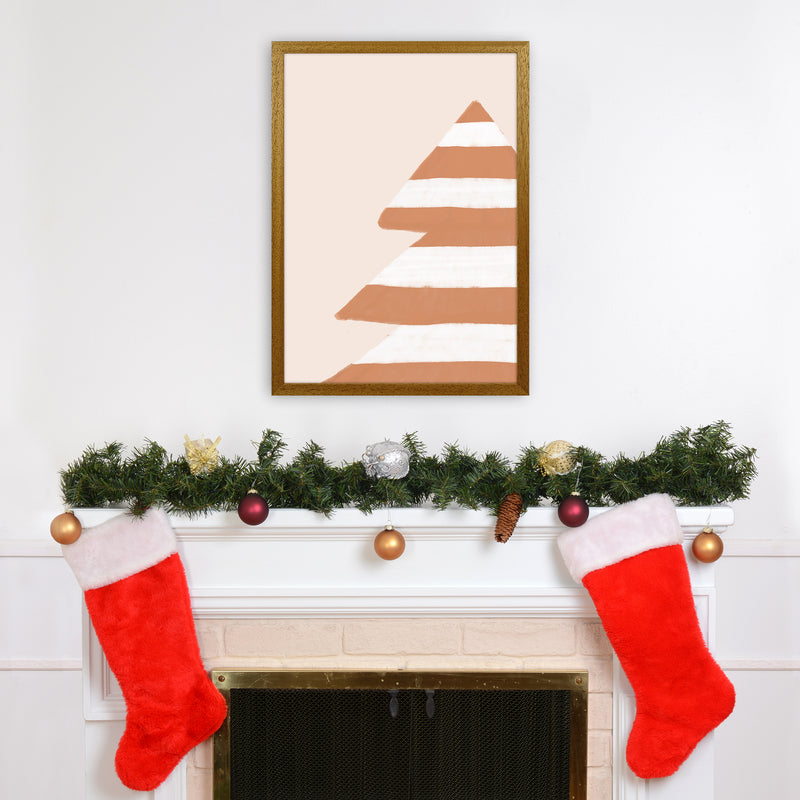 Stripey Xmas Tree Christmas Art Print by Orara Studio A2 Print Only