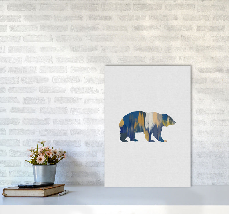 Bear Blue & Yellow Animal Art Print By Orara Studio Animal Art Print A2 Black Frame