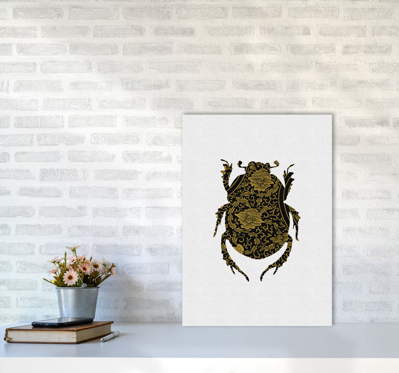 Black And Gold Beetle I Print By Orara Studio Animal Art Print A2 Black Frame