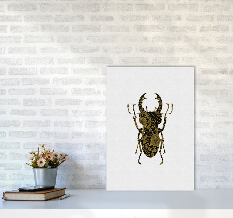Black And Gold Beetle II Print By Orara Studio Animal Art Print A2 Black Frame