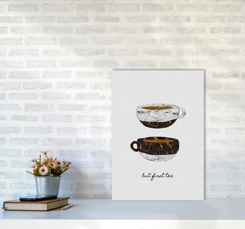 But First Tea Print By Orara Studio, Framed Kitchen Wall Art A2 Black Frame