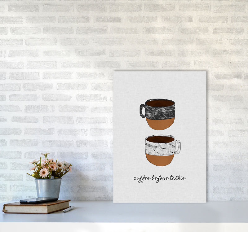 Coffee Before Talkie Print By Orara Studio, Framed Kitchen Wall Art A2 Black Frame