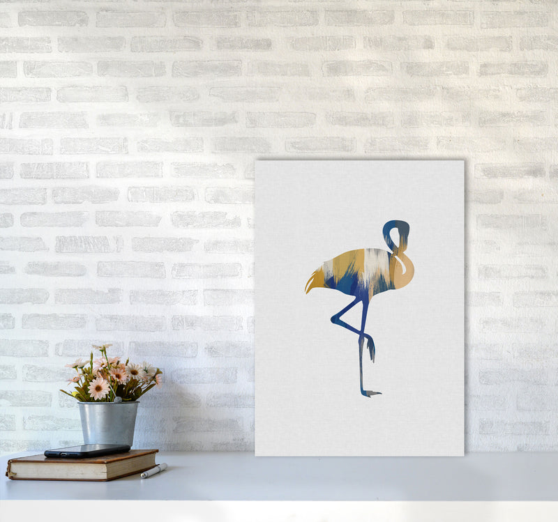 Flamingo Blue & Yellow Print By Orara Studio Animal Art Print A2 Black Frame