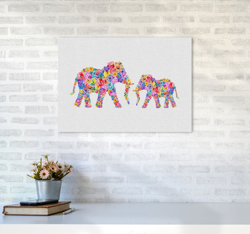 Floral Elephants Print By Orara Studio Animal Art Print A2 Black Frame