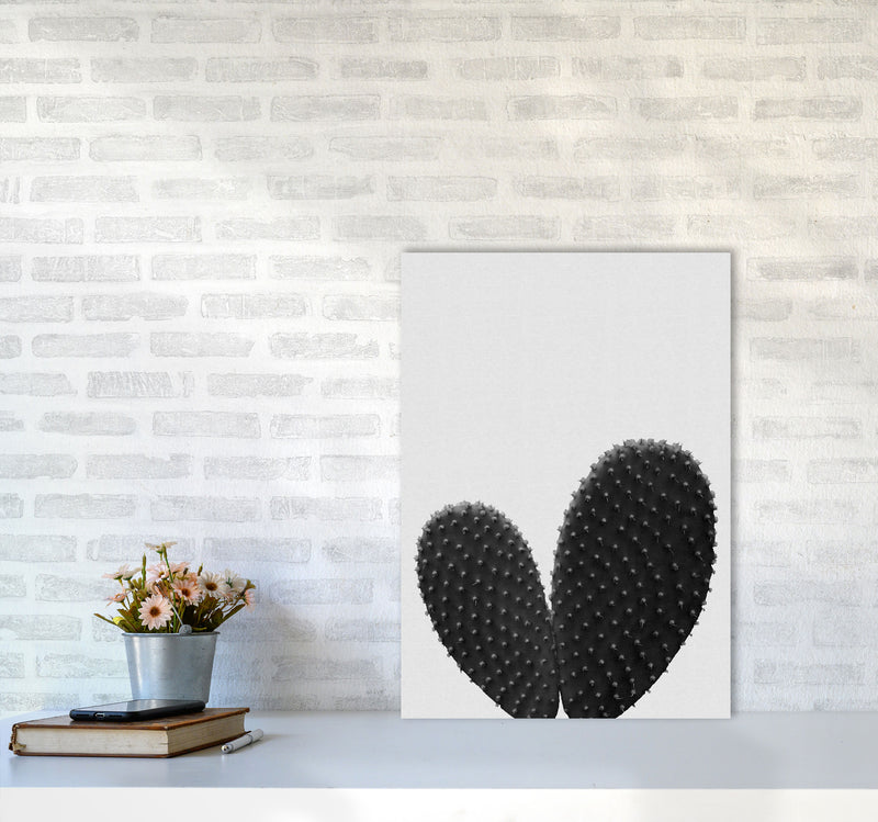 Heart Cactus Black & White Print By Orara Studio A2 Black Frame
