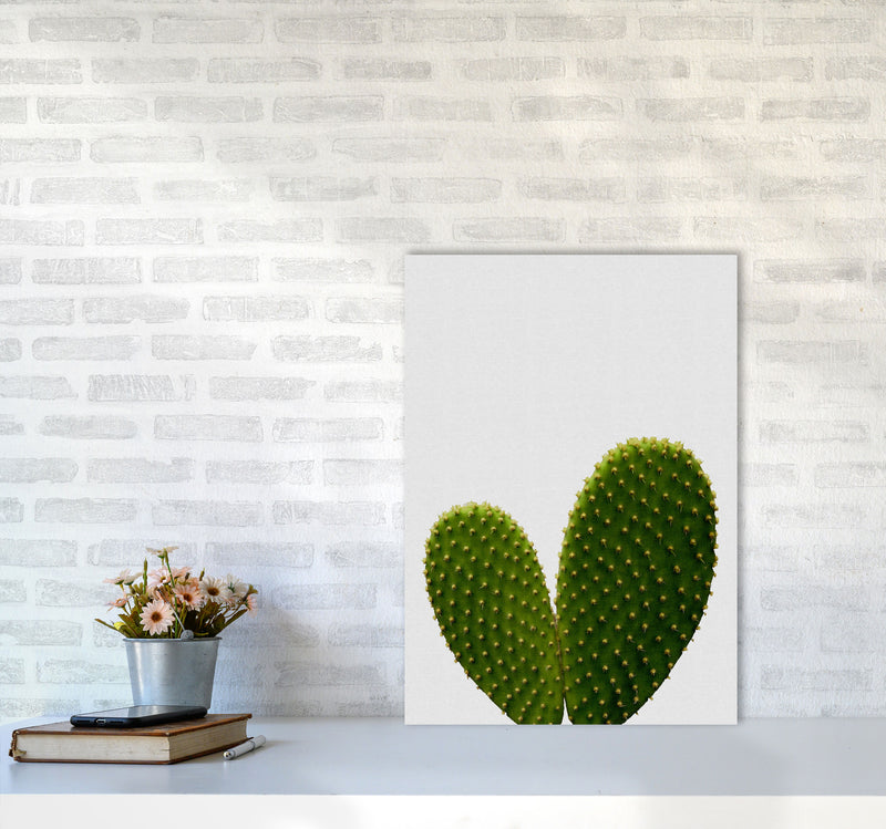Heart Cactus Print By Orara Studio, Framed Botanical & Nature Art Print A2 Black Frame