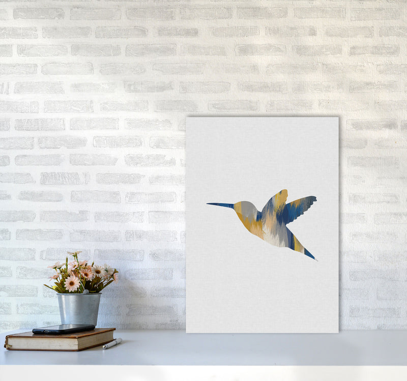 Hummingbird Blue & Yellow I Print By Orara Studio Animal Art Print A2 Black Frame