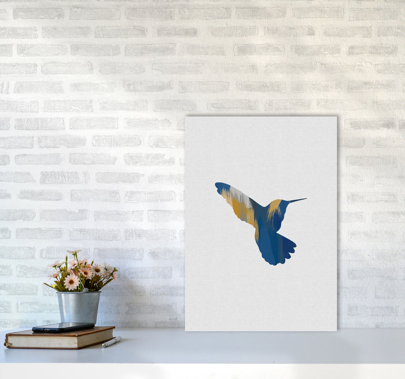Hummingbird Blue & Yellow II Print By Orara Studio Animal Art Print A2 Black Frame