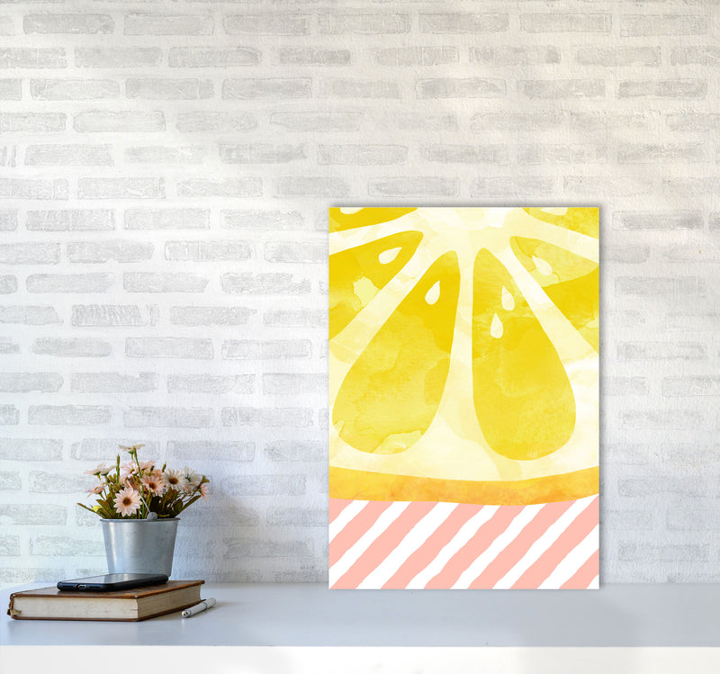 Lemon Abstract Print By Orara Studio, Framed Kitchen Wall Art A2 Black Frame