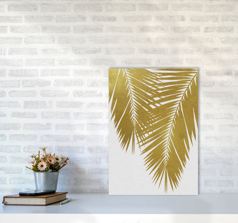 Palm Leaf Gold II Print By Orara Studio, Framed Botanical & Nature Art Print A2 Black Frame