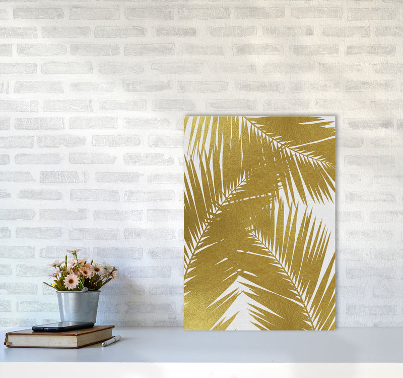 Palm Leaf Gold III Print By Orara Studio, Framed Botanical & Nature Art Print A2 Black Frame