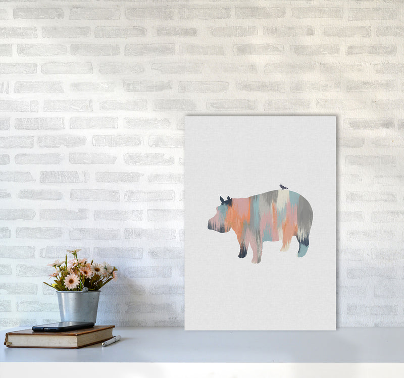 Pastel Hippo Print By Orara Studio Animal Art Print A2 Black Frame