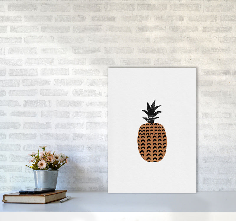 Pineapple Fruit Illustration Print By Orara Studio, Framed Kitchen Wall Art A2 Black Frame