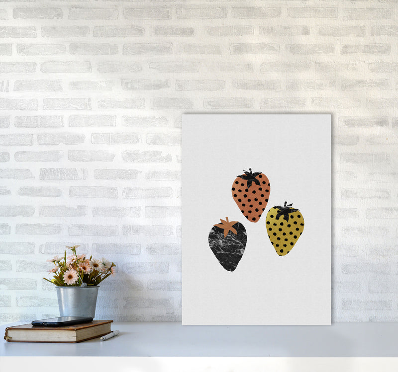 Strawberries Print By Orara Studio, Framed Kitchen Wall Art A2 Black Frame
