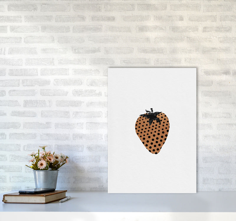 Strawberry Fruit Illustration Print By Orara Studio, Framed Kitchen Wall Art A2 Black Frame