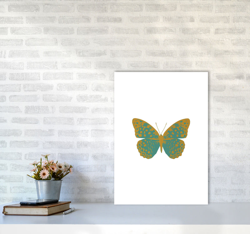 Teal Butterfly Print By Orara Studio Animal Art Print A2 Black Frame