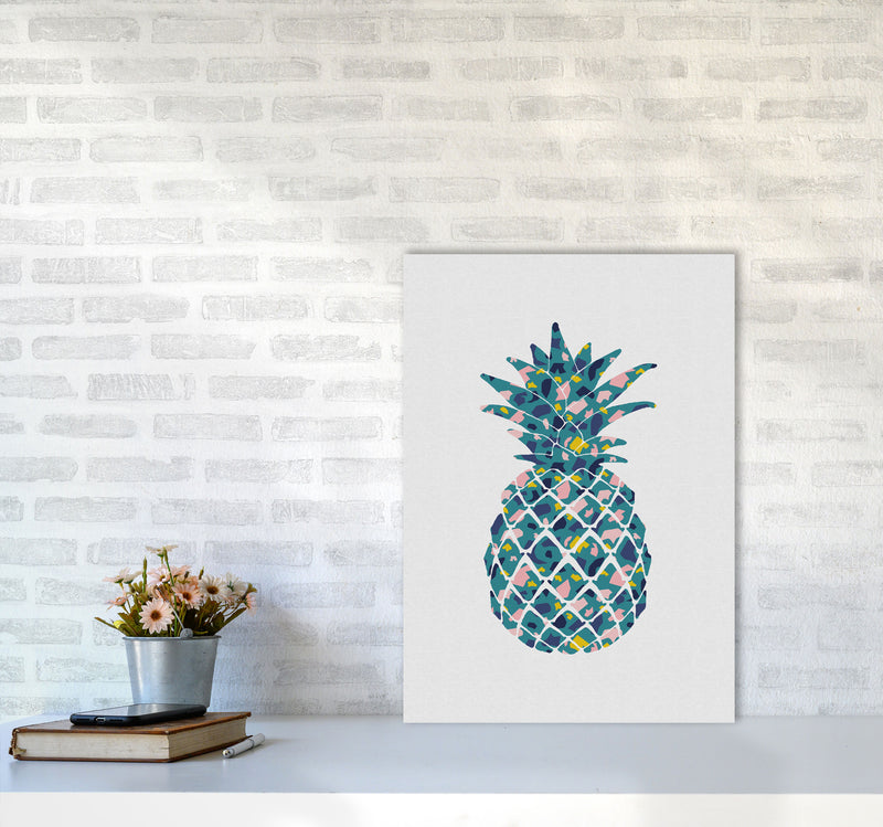 Teal Pineapple Print By Orara Studio, Framed Kitchen Wall Art A2 Black Frame