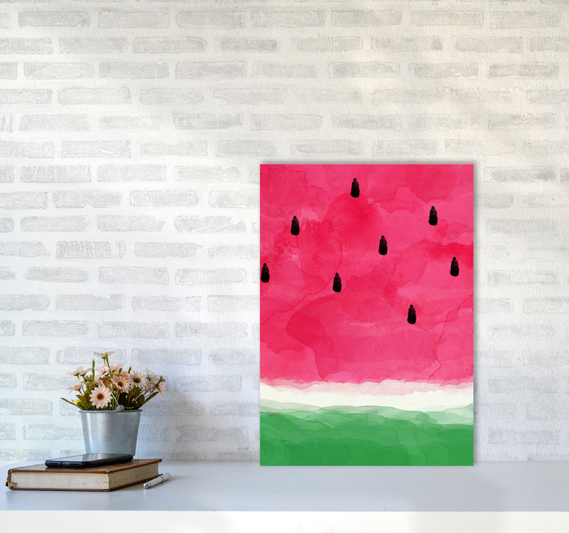 Watermelon Abstract Print By Orara Studio, Framed Kitchen Wall Art A2 Black Frame