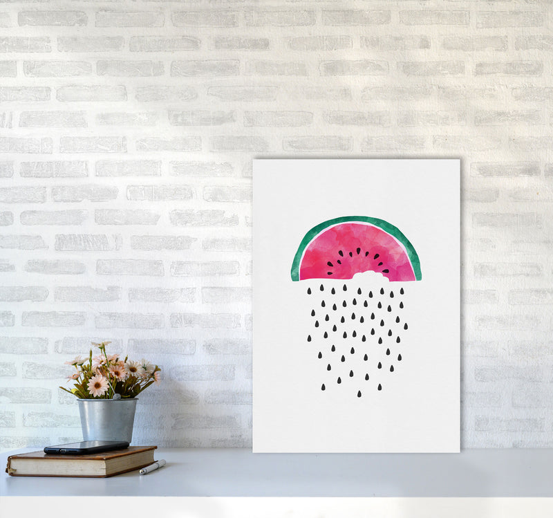 Watermelon Rain Print By Orara Studio, Framed Kitchen Wall Art A2 Black Frame
