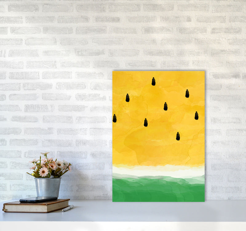 Yellow Watermelon Print By Orara Studio, Framed Kitchen Wall Art A2 Black Frame