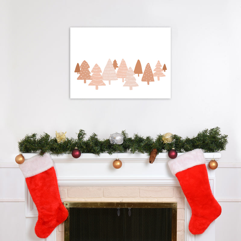 Blush Winter Trees Christmas Art Print by Orara Studio A2 Black Frame