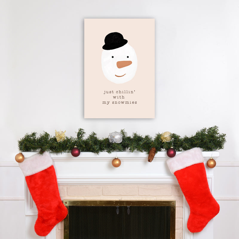 Chilling With My Snowmies Christmas Art Print by Orara Studio A2 Black Frame